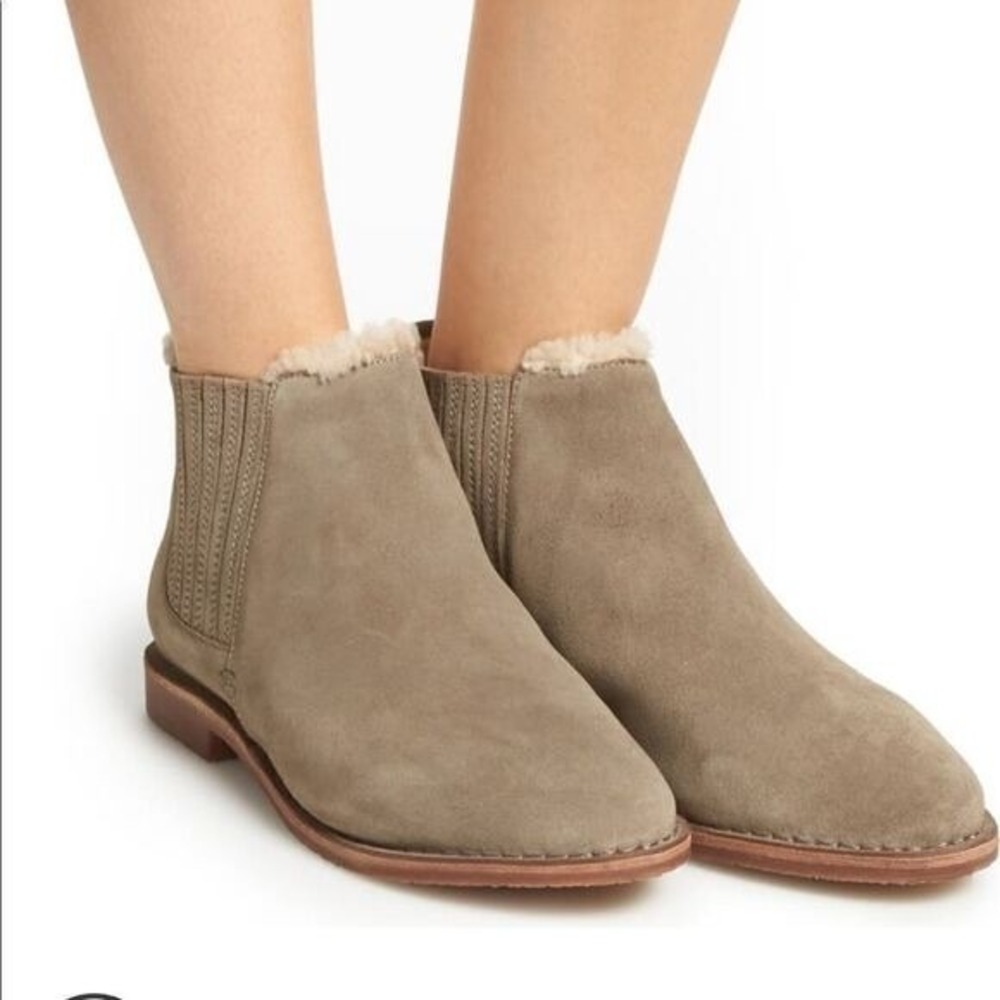 SEYCHELLES Pool Cozy‎ Suede Fur Bootie, Ankle Bootie, Tan/Brown, Size 10, NWT